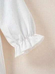 SHEIN 女孩纯色轻便长袖 A 字裙，简约可爱休闲装，适合春秋季节