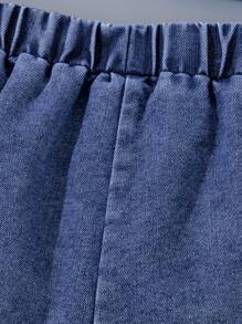 2 件套年轻女孩时尚樱桃印花吊带背心和刺绣牛仔短裤套装 - 彩色 - 查看 5