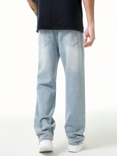 Street Life Jeans en denim casual pour hommes avec fleurs brodées, minimaliste et pour le port quotidien