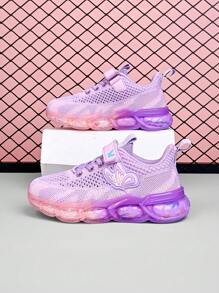 1 双女童紫色蝴蝶网布网眼跑步鞋，儿童运动鞋 - 紫色 - 查看 5