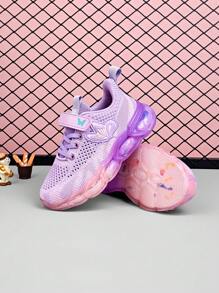 1 双女童紫色蝴蝶网布网眼跑步鞋，儿童运动鞋 - 紫色 - 查看 1