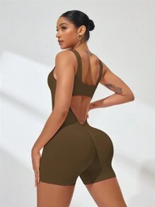 Gameset SHEIN Sport 女士运动健身连体裤，修身时尚瑜伽服