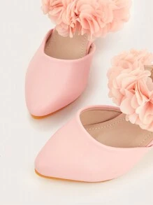 1 Đôi giày lười mũi nhọn đế dày thiết kế hoa thoải mái cho trẻ mới biết đi/bé gái, đa năng cho mùa xuân/hè/thu - Hồng - Xem 6