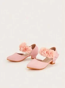 1 Đôi giày lười mũi nhọn đế dày thiết kế hoa thoải mái cho trẻ mới biết đi/bé gái, đa năng cho mùa xuân/hè/thu - Hồng - Xem 3