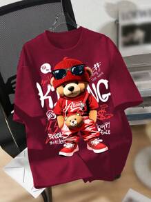 SHEIN Leap Crew Tween Boys Casual Round Neck Short Sleeve T-Shirt, Suitable For Summer - Red - View 1