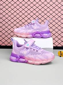 1 双女童紫色蝴蝶网布网眼跑步鞋，儿童运动鞋 - 紫色 - 查看 2