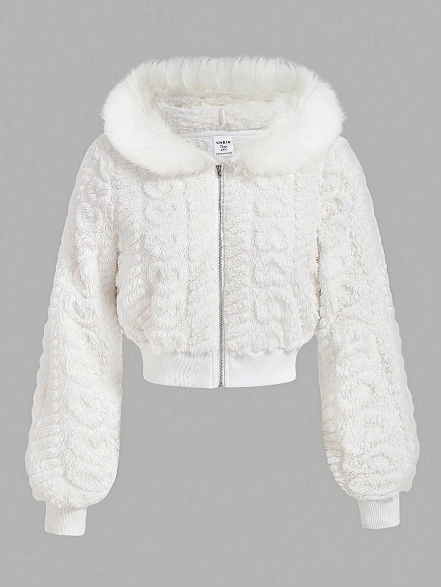 SHEIN Girlism Teen Girls Colorblock Leopard Print Stand Collar Contrast Tape Zip Up Sporty Retro Street Collegiate Lightweight Jacket Windbreaker - White - View 1