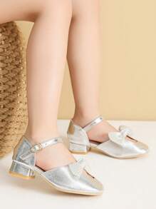 Sandalias de color plateado para niñas, sandalias de verano para niños, sandalias de tacón para niñas, tacones altos para adolescentes - Plateado - Ver 7