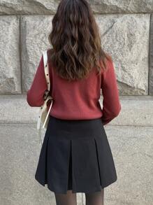 FRIFUL Women Solid Color Crew Neck Slim Fit Long Sleeve Sweater, Autumn/Winter