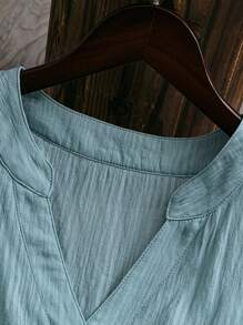 Rusticease Plus Size Women Vacation Plain V-Neck Sleeveless Pocket Bluzka z Kieszeniami, Wiosna/Lato - Ciemnozielony - Zobacz 6