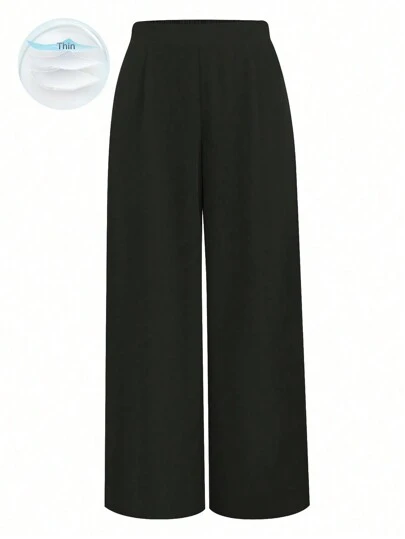 Rometta Plus Size Women Solid Color Pleated Wide Leg Loose Pants Fall Cloth For Women