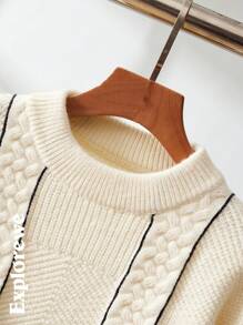 SHEIN 冬季 Tween Boy 撞色缝线长袖套头衫