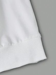 SHEIN ChillGRL 2pcs Tween Girls Spring & Autumn Sports Color Block Numeral Print Long Sleeve Sweatshirt & Side Pocket Cargo Pants Set, Cool Daily Outfit - Red - View 5