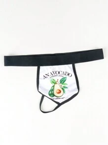 Slips sexy de hombre con estampado de lema y aguacate