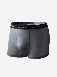 Paquete de 5 bóxers tipo brief casuales con estampado de letras minimalista para hombres - Multicolor - Ver 3