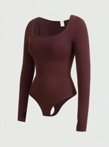 1 件女士无缝长袖塑身衣紧身衣，塑造身体曲线，修饰腰部