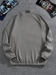 Manfinity RelaxMax Men's Casual Letter Embroidered Pullover Sweatshirt For Autumn/Winter - Grey - View 2