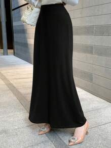 DAZY 女士灰色超长修身微宽松半身裙 秋季半身裙