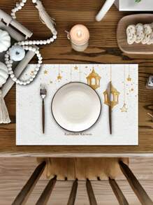 Ramadan Kareem Placemats - Heat Resistant, Machine Washable, Non-Slip Table Mats For Eid Al-Fitr Celebration, Home & Restaurant Use - Set Of 4/6 Moon & Star Pattern Dining Table Decor - Multicolor - View 5