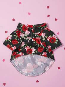 PETSIN 1pc Pet Rose Printed Shirt, Valentine's Day - Multicolor - View 2