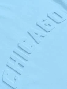 Claim Dot Men's Casual Solid Color Letter Embossed Short Sleeve T-Shirt Blue T Shirt, Chicago Shirt, Baby Blue T Shirt, Baby Blue Graphic Tee Men, Light Blue Graphic Tees, Sky Blue Graphic Tee - Baby Blue - View 6