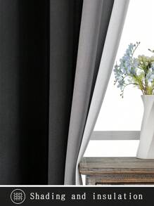 2 Panel Solid Color Patchwork Blackout Curtains, Home Decor/Bedroom Thermal Insulated Curtains, Ombre Black And Grayscale Living Room Blackout Curtain, Customizable Creative Curtains,Fall Decor,Autumn Decor,Room Decor - Black - View 9