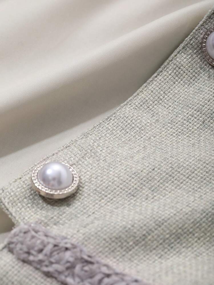 Veste blazer décontractée pour femmes à col rond, simple boutonnage et double poche, pour tenue d'affaires en automne