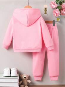 SHEIN Playful Pals Young Girls 2 Pieces Floral Letter Print Sweatshirt And Pants Set, Fashionable And Cozy, Autumn/Winter