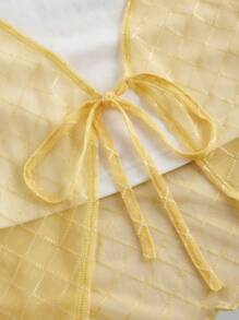 SHEINNeu Women Casual Mesh Contrast T-Shirt, Simple & Fashionable For Everyday Wear - Yellow - View 3