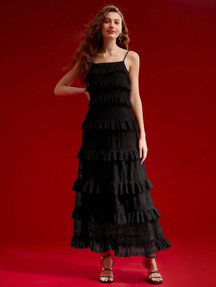 LAYERED RUFFLE HEM DRESS,VALENTINE'S DAY OUTFIT,SPRING/SUMMER