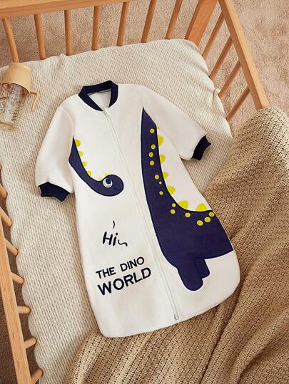 Cozy Pixies Saco de dormir de verano lindo con bordado de dinosaurio para bebé