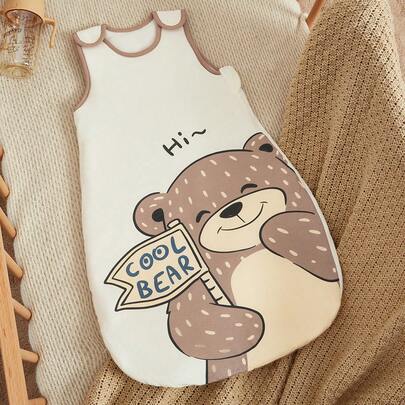 Cozy Pixies 1 Pc Oeko-Tex Certified Baby Bear Design Thick Infant Winter Sleeping Bag, Warm Sleeveless Vest, Newborn Warm Essentials