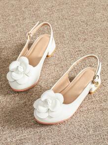 女童凉鞋儿童高跟鞋花童鞋白色女孩凉鞋夏季鞋 - 白色 - 查看 2