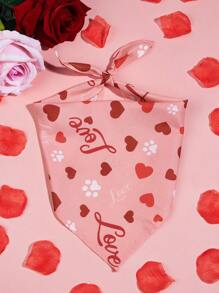 PETSIN Valentine's Day Pet Bandana, Heart Pink Print Dog Scarf - Multicolor - View 2
