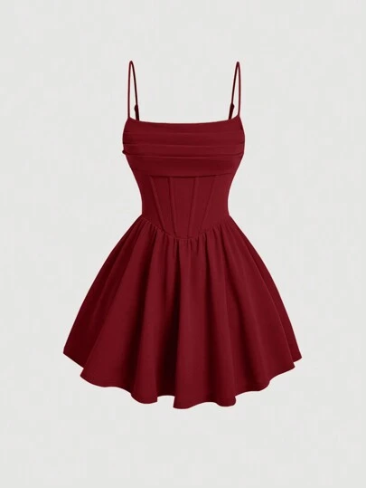 SHEIN MOD فستان صيفي كورسيه أبيض الهيكل مقسم