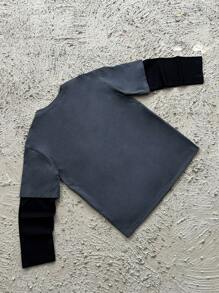 SHEIN Leap Crew Teen Boy Loose Casual Round Neck Graphic Print Long Sleeve Pullover Tee - Multicolor - View 2