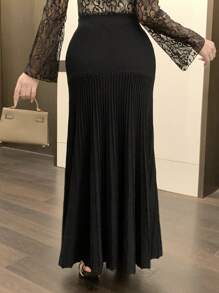 DAZY Women Solid Ribbed Knit Mermaid Hem Skirt, Elegant Sweater Dress For Autumn/Winter