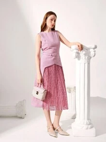 CUCCOO CHICEST 极简主义尖头低跟女式高跟鞋，适合圣诞节和新年假期氛围秋冬季 - 粉色 - 查看 2