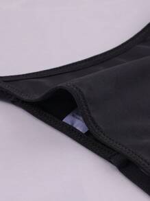 3pcs/Pack Women's Simple Solid Color Metal Decor G-String Panty - Black - View 4