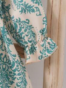 SHEIN Girls' Elegant Floral Print Long Sleeve Dress, Sweet Design For Autumn/Winter