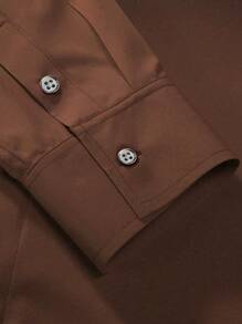 Manfinity Homme Atasan Pria Lengan Panjang Kancing Depan Motif Ombre Minimalis Kasual Formal, Pakaian Sehari-hari, Untuk Musim Gugur, Acara - Coklat - View 5