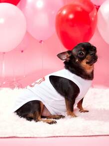 PETSIN 1pc Heart Design White Pet Vest For Valentine's Day - Multicolor - View 5