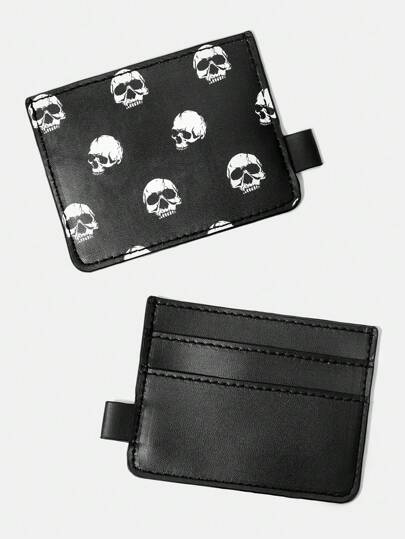 Goth Portefeuille compact gothique avec impression de chat, porte-cartes