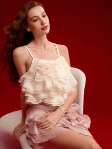 MOTF PREMIUM DÉBARDEUR AVEC VOLANT FLORAL STÉRÉO, SAINT-VALENTIN