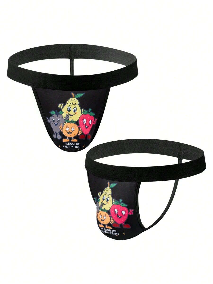 Men's Cartoon Print Minimalist Sexy Briefs, Casual For Everyday Wear - Multicolor - View 1