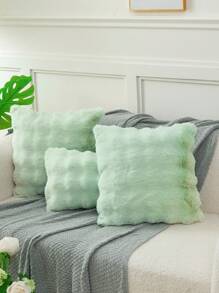 1pc Light Green Tie Dye Decorative Faux Rabbit Fur Cushion Cover Without Filler, Modern Flannelette Fuzzy Plush Throw Pillow Cover Zipper Closure For Home, For Sofa, Living Room