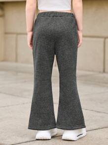 SHEIN Young Girls Fashionable Sports & Casual Floral Print Flared Pants For Autumn/Winter