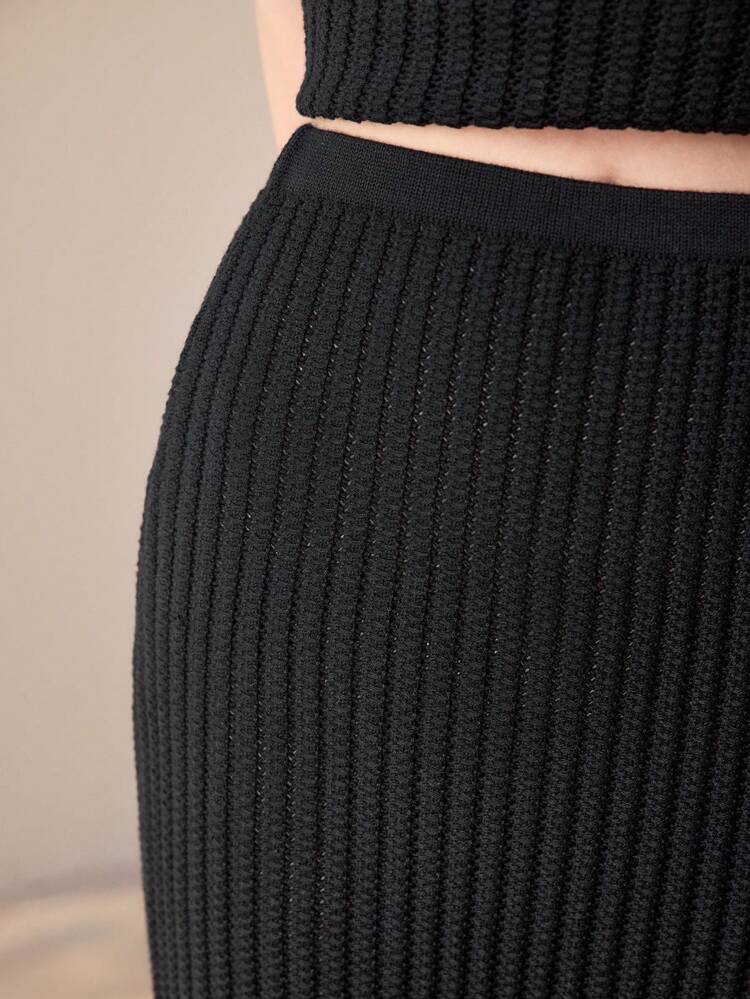 RIBBED KNIT SWEATER SKIRT,SPRING/SUMMER