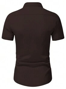 Manfinity Homme Camisa casual de manga corta de un solo abotonamiento y unicolor para hombre