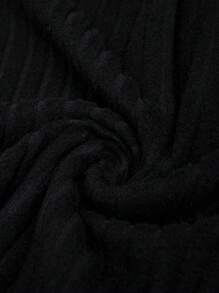 SHEIN LUNE 2pcs Plus Size Solid Color Off Shoulder Long Sleeve Top And Pants Elegant Set Fall Cloth For Women - Black - View 3